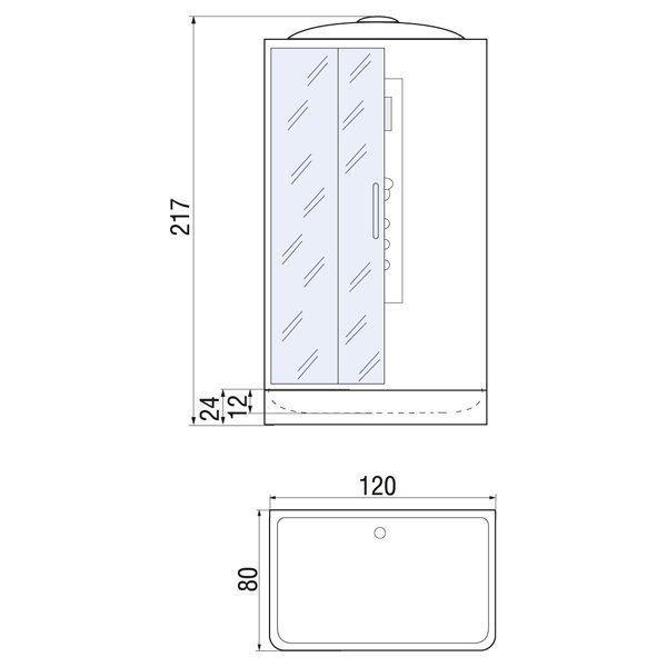 Душевая кабина River Vitim 120/80/24 МТ 120x80, стекло матовое, профиль хром матовый, с крышей, с гидромассажем