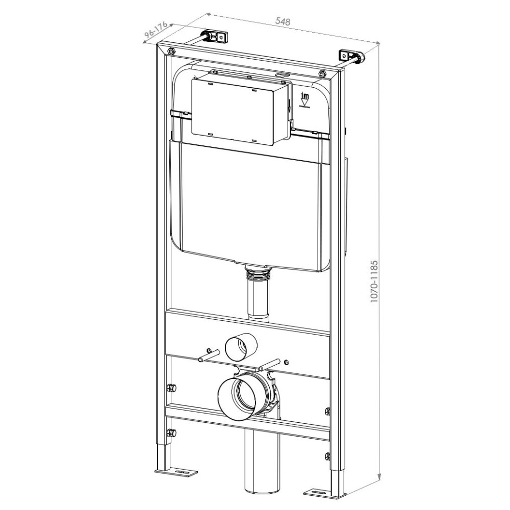 Комплект D&K DS1511602 подвесного унитаза Quadro с сиденьем микролифт и инсталляции с белой кнопкой смыва