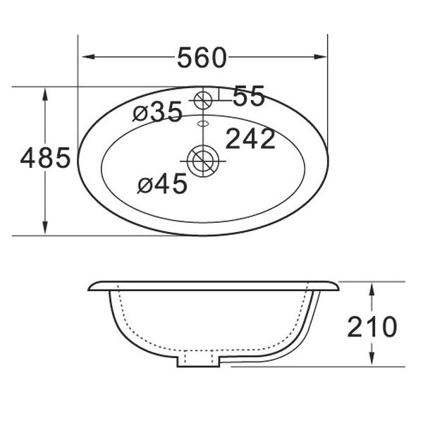 Раковина SantiLine SL-2107 встраиваемая, 56x49 см, цвет белый - фото 1