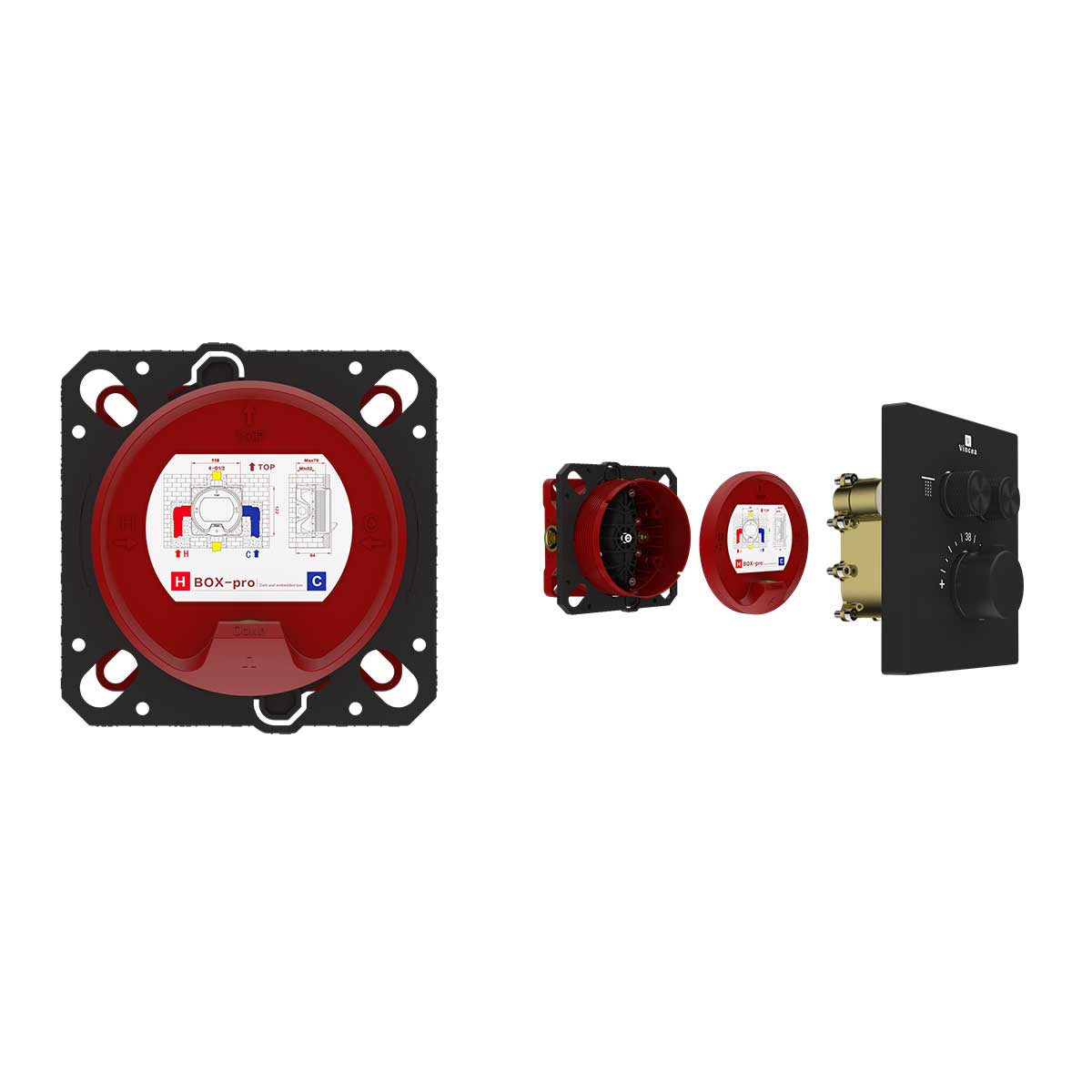 Смеситель Vincea VSCV-321T-MMB для ванны и душа, встраиваемый, термостатический, цвет черный - фото 1