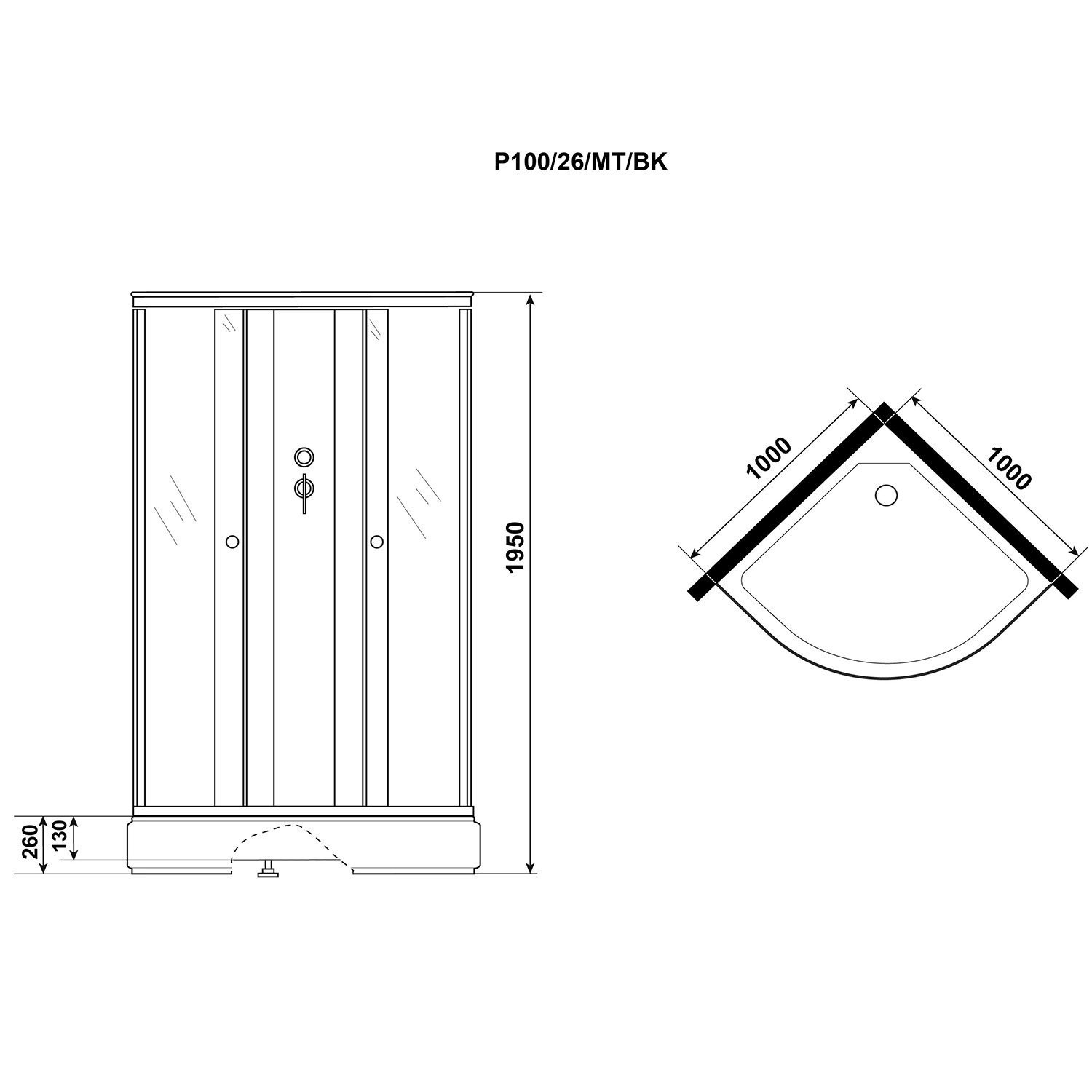 Душевая кабина Niagara Promo P100/26/MT/BK 100х100, стекло матовое, профиль белый, без крыши