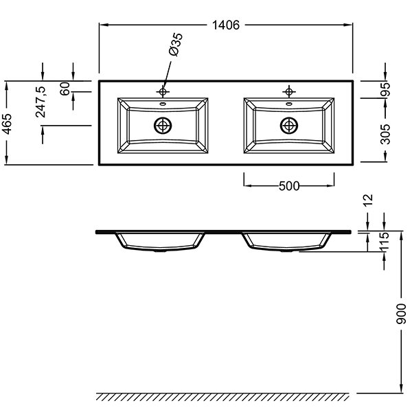 Раковина Jacob Delafon Vox EB2100-DD1, стеклянная, 140x46 см, цвет белый - фото 1