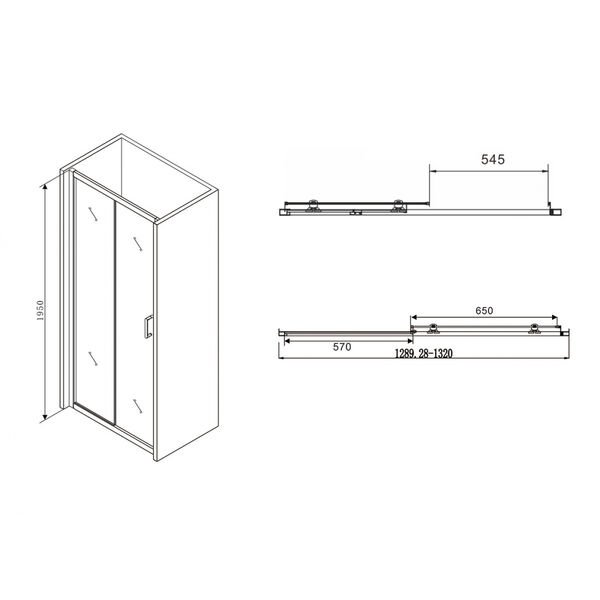 Душевая дверь Abber Schwarzer Diamant AG30130B 130x195, стекло прозрачное, профиль черный