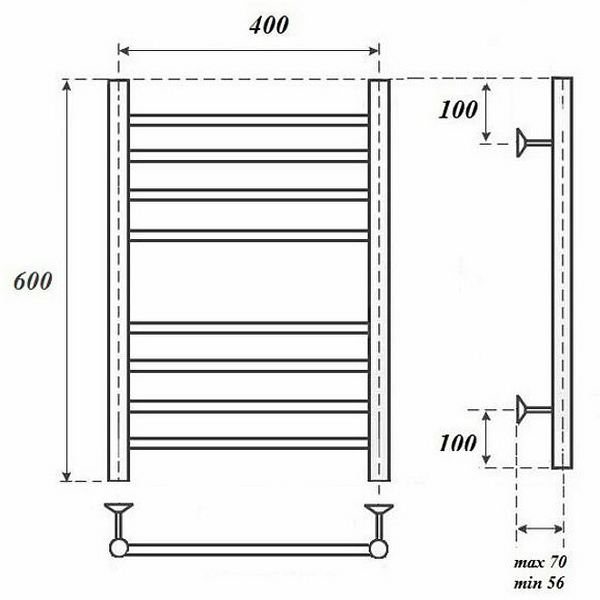 Полотенцесушитель Point П8 40x60 электрический, цвет хром - фото 1