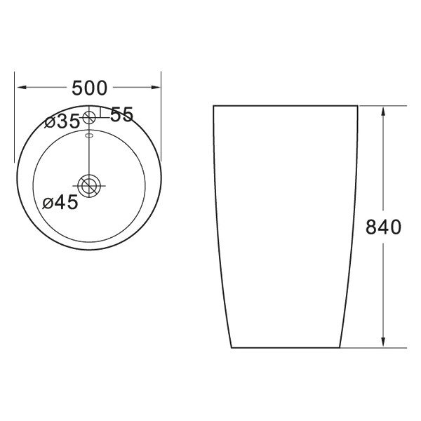 Раковина SantiLine SL-4004 напольная, 50x50 см, цвет белый - фото 1