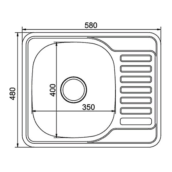 Кухонная мойка Mixline 532308 58x48, с крылом, левая, цвет хром с декором