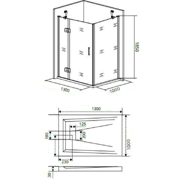 Душевой уголок Good Door Saturn WTW+SP-C-CH-L 130x100, стекло прозрачное, профиль хром, левый - фото 1