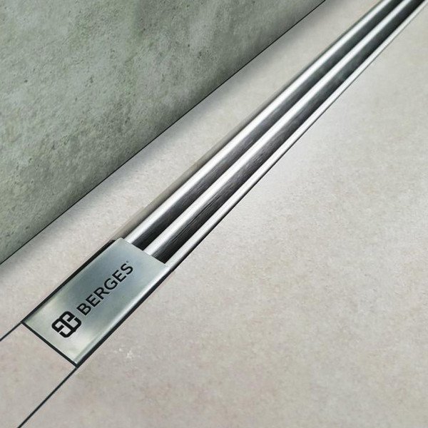 Душевой лоток Berges Super Slim 091052 с решеткой 60x9 см, прямой выпуск, с возможностью изменения длины, цвет хром глянец