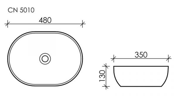 Раковина Ceramica Nova Element CN5010 накладная, 48x35 см, цвет белый