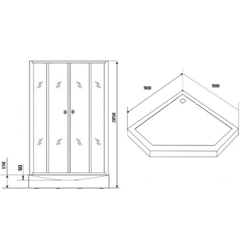 Душевая кабина Grossman Classic GR-171D 90x90, стекло прозрачное с матовой вставкой, профиль хром