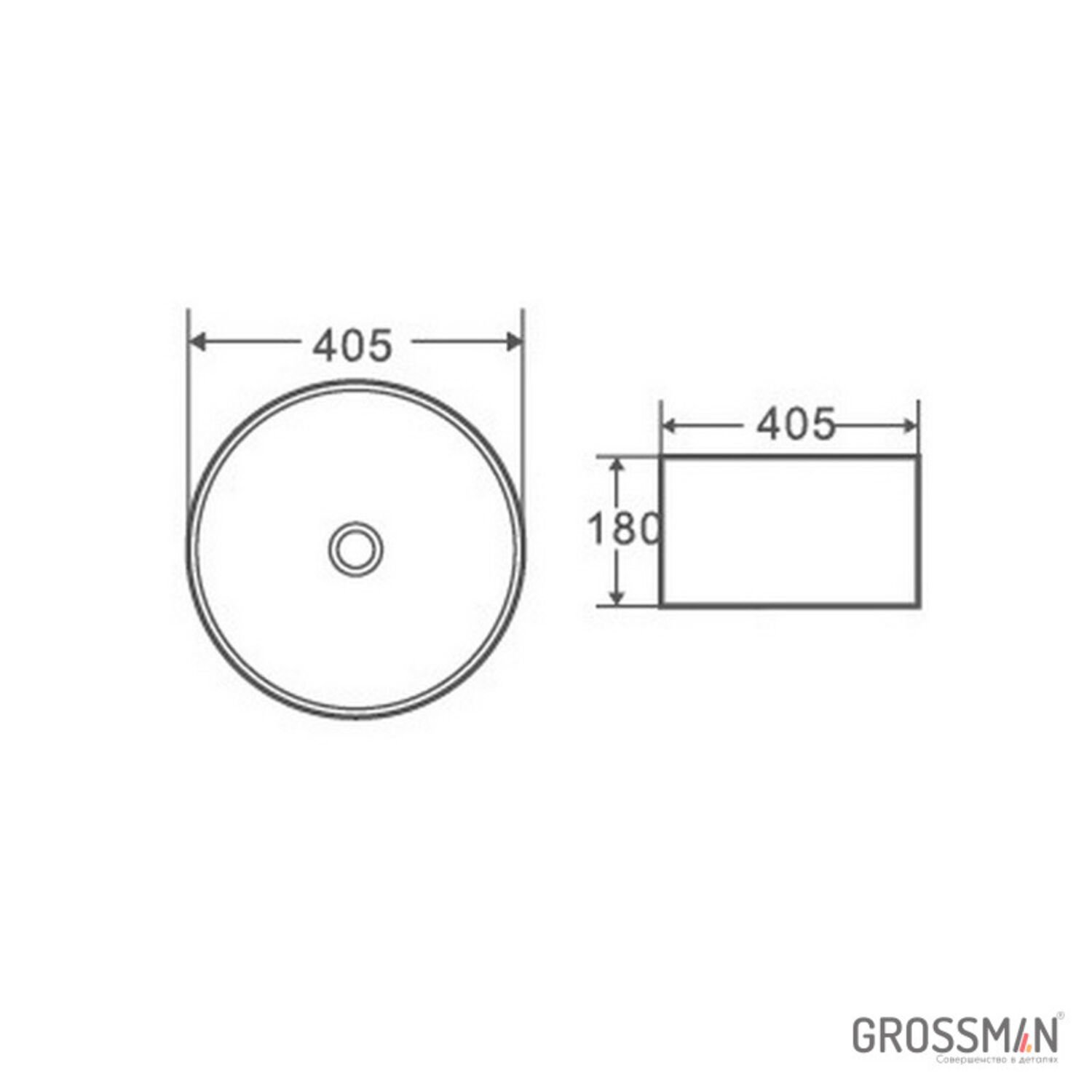 Раковина Grossman GR-3025BM накладная, 41x41 см, цвет черный матовый - фото 1