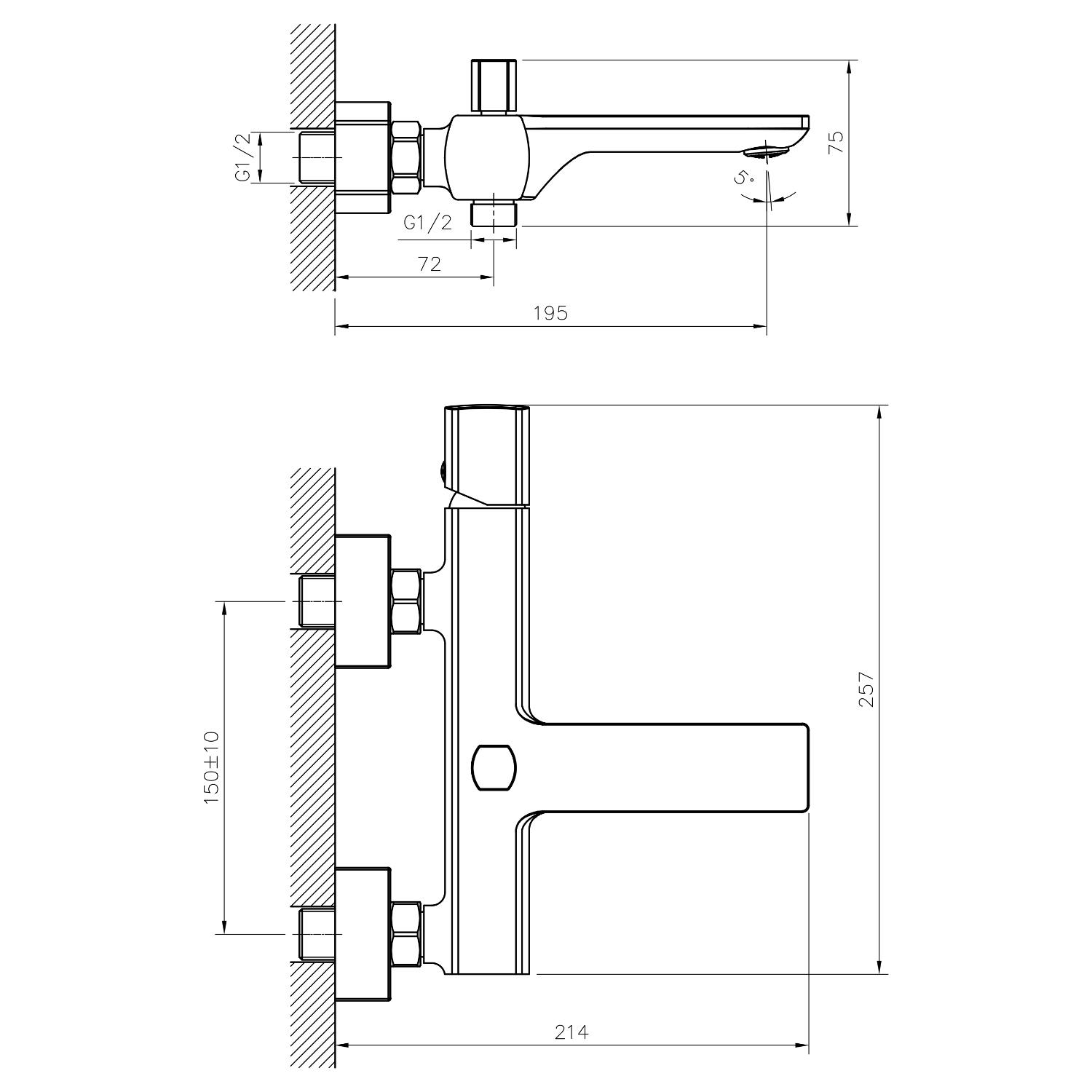 Смеситель Mixline ML27-01 550765 для ванны с душем, цвет хром - фото 1