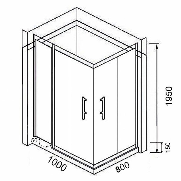 Душевой уголок Parly QZ81S 100x80, стекло тонированное, профиль хром