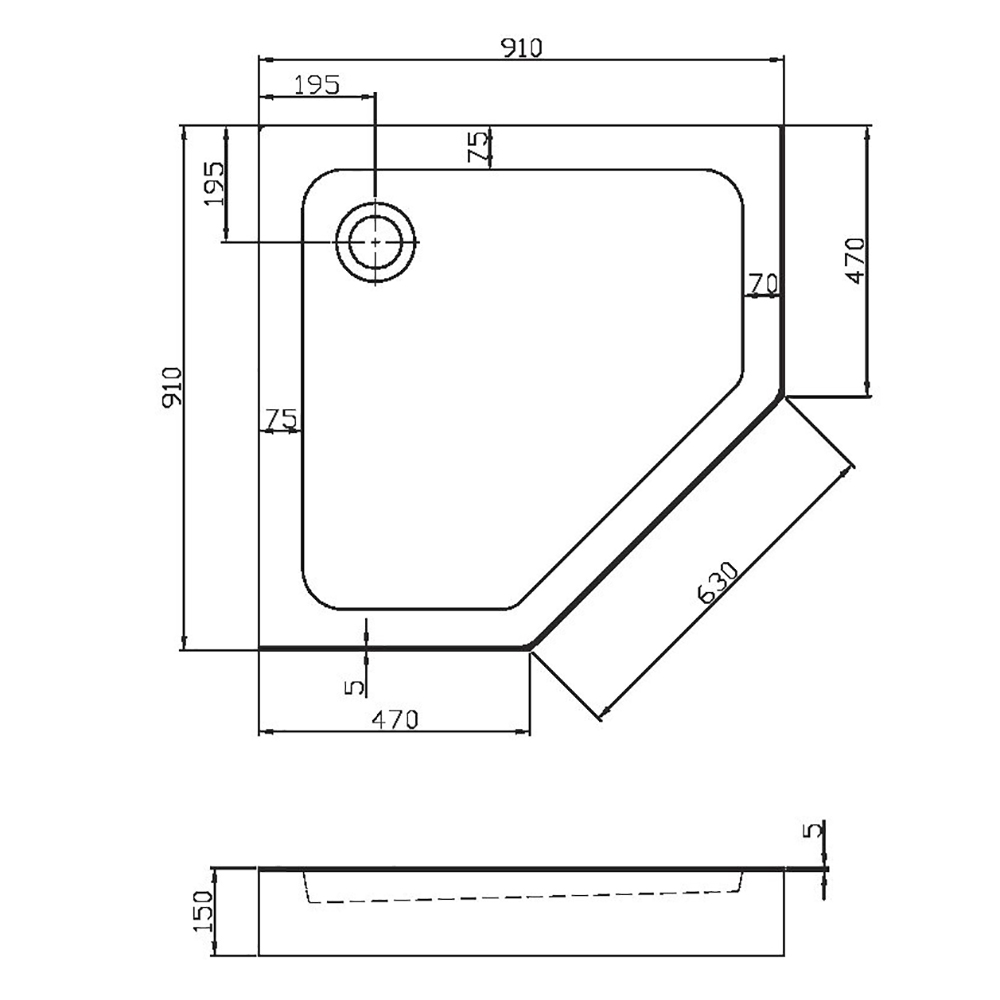 Поддон Vincea VST-3AP 91x91, акриловый, цвет белый - фото 1