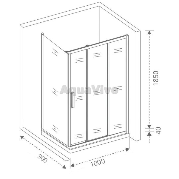 Душевой уголок Good Door Orion WTW+SP-G-CH 100x90, стекло грейп, профиль хром - фото 1