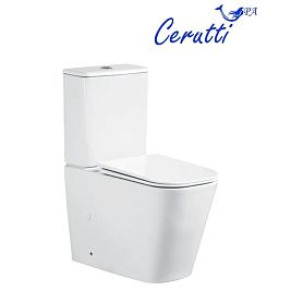 Унитаз CeruttiSPA Manlio Tornado CT10560 напольный, безободковый, смыв Торнадо, с сиденьем микролифт, цвет белый - фото 1