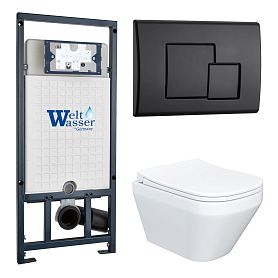 Комплект: Weltwasser Инсталляция Mar 507+Кнопка Mar 507 SE MT-BL черный+Ventus JK7011055 белый унитаз - фото 1