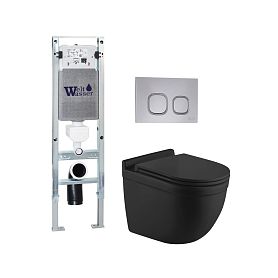 Комплект Weltwasser 10000012222 унитаза Heimbach 043 MT-BL с сиденьем микролифт и инсталляции Amberg 350 ST с кнопкой Amberg RD-CR хром - фото 1