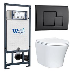 Комплект: Weltwasser Инсталляция Mar 507+Кнопка Mar 507 SE MT-BL черный+Astra JK8021052 белый унитаз - фото 1