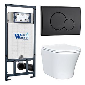 Комплект: Weltwasser Инсталляция Mar 507+Кнопка Mar 507 RD MT-BL черный+Astra JK8021052 белый унитаз - фото 1