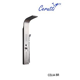 Душевая панель CeruttiSPA Celia BR CT10405, с гидромассажем, цвет сталь матовая - фото 1