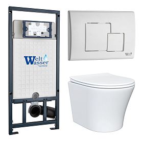 Комплект: Weltwasser Инсталляция Mar 507+Кнопка Mar 507 SE GL-WT белый+Astra JK8021052 белый унитаз - фото 1