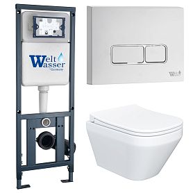 Комплект: Weltwasser Инсталляция Mar 410+Кнопка Mar 410 SE GL-WT белый+Ventus JK7011055 белый унитаз - фото 1