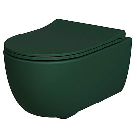 Унитаз Ambassador Abner 103T20701R-102T20701S подвесной, безободковый, с сиденьем микролифт, цвет зеленый матовый - фото 1