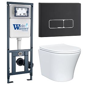 Комплект: Weltwasser Инсталляция Mar 410+Кнопка Mar 410 SE MT-BL черный+Astra JK8021052 белый унитаз - фото 1