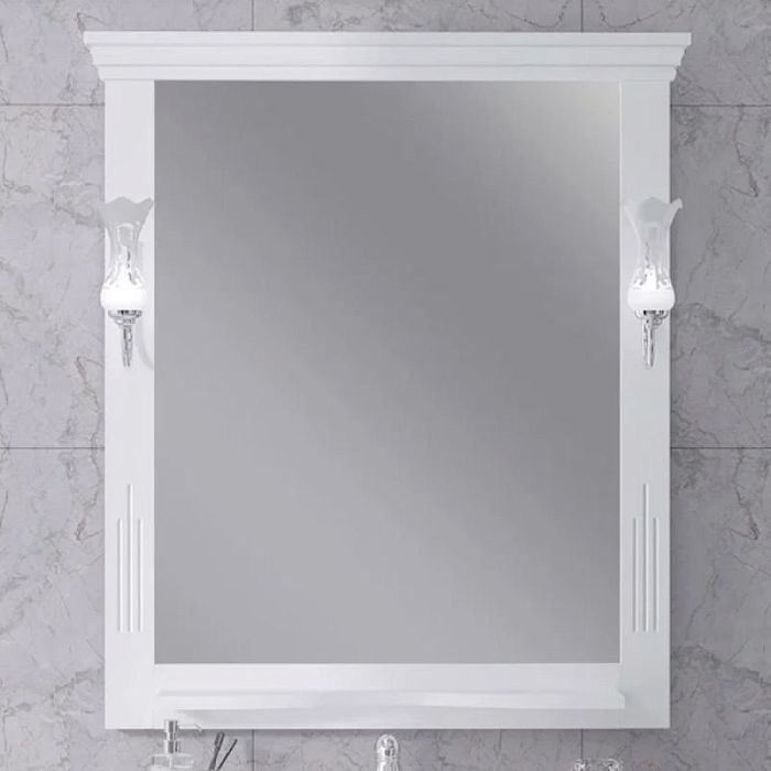 Зеркало Опадирис Риспекто 85x100, с отверстиями для светильников, цвет белый матовый