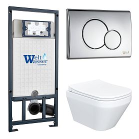 Комплект: Weltwasser Инсталляция Mar 507+Кнопка Mar 507 RD CR хром+Ventus JK7011055 белый унитаз - фото 1
