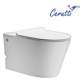 Унитаз CeruttiSPA Argentera Aria Pulse CT10590 подвесной, безободковый, с импульсным смывом, с сиденьем микролифт, цвет белый - фото 1