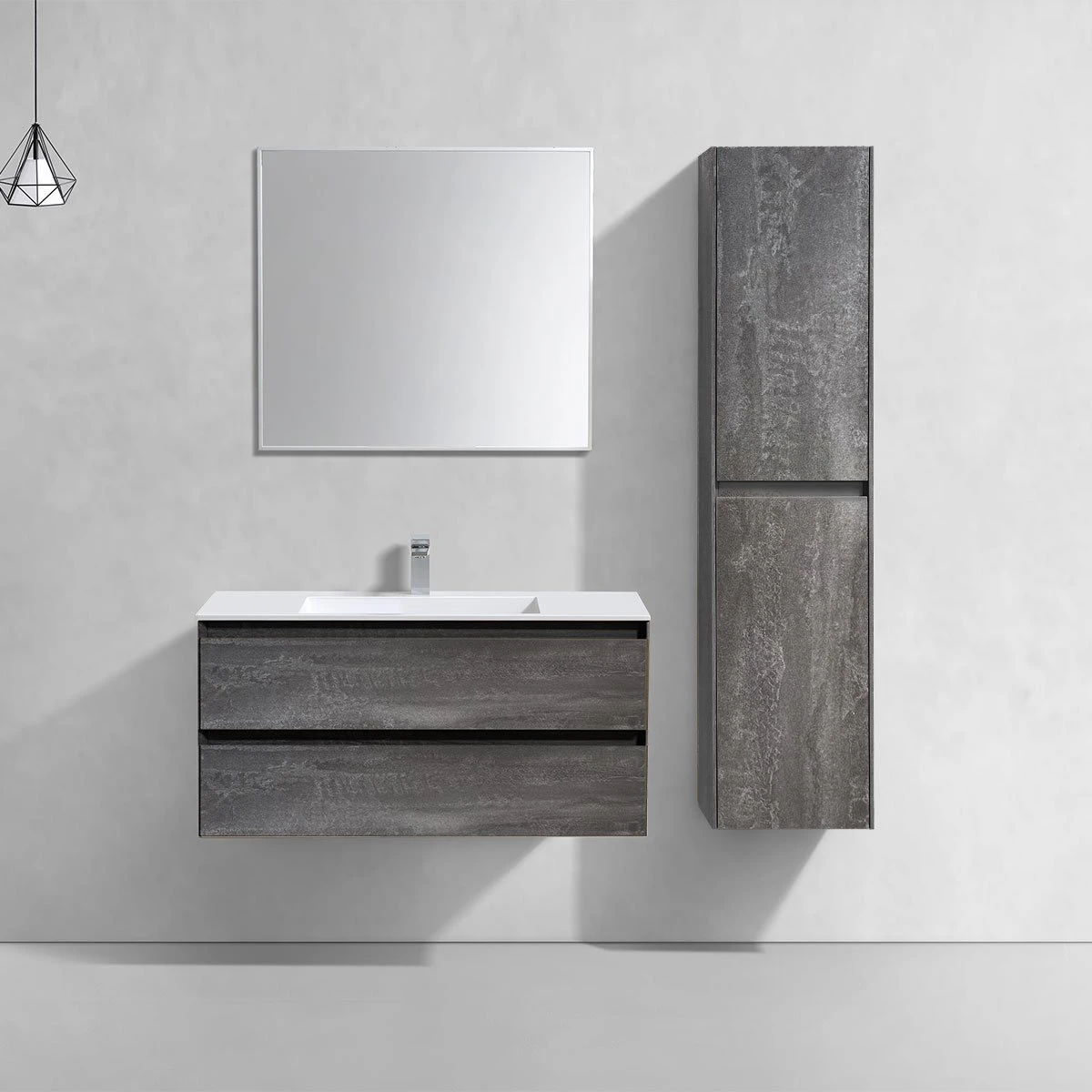 Мебель для ванной Vincea Luka 100, с 2 ящиками, цвет серый камень - фото 1
