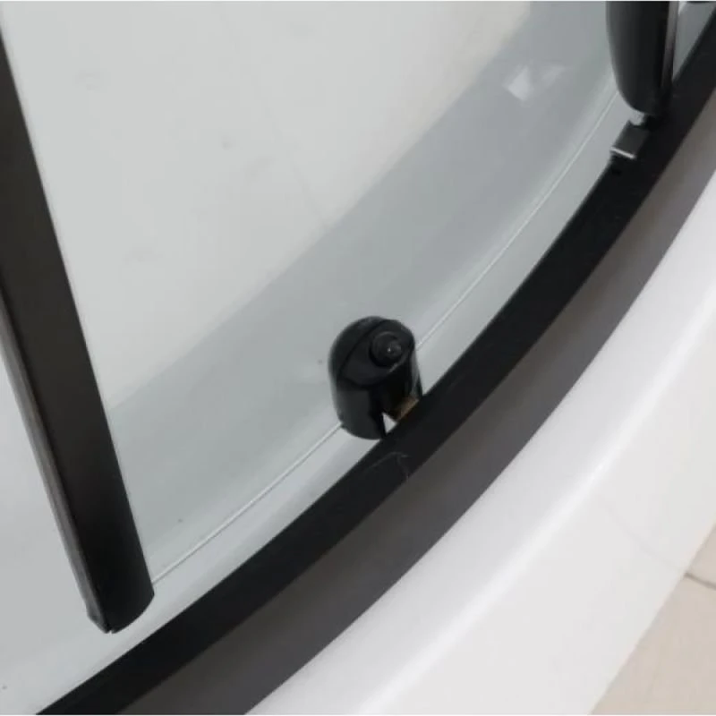 Душевая кабина Frank F400 Black 100x100, с полотенцедержателем, стекло прозрачное, профиль черный, без крыши - фото 1