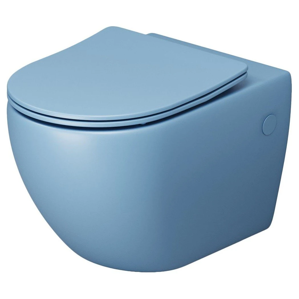 Унитаз Grossman Color GR-4411 BSMS подвесной, безободковый, с сиденьем  микролифт, цвет голубой матовый купить, цена 22 244 руб., артикул  GR-4411BSMS в интернет-магазине Аквавиво