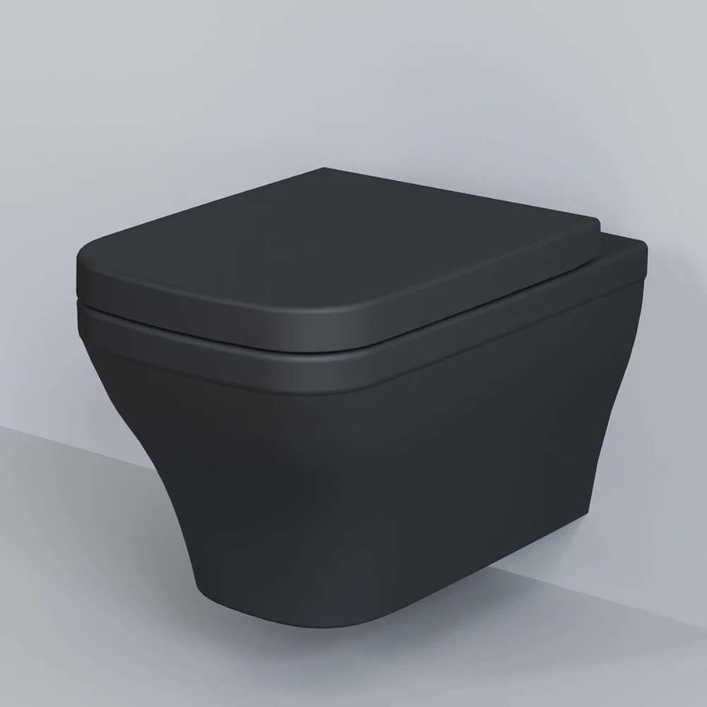 Унитаз Ambassador Benefit 203T20201R-202T20201 подвесной, безободковый, с сиденьем микролифт, цвет черный матовый