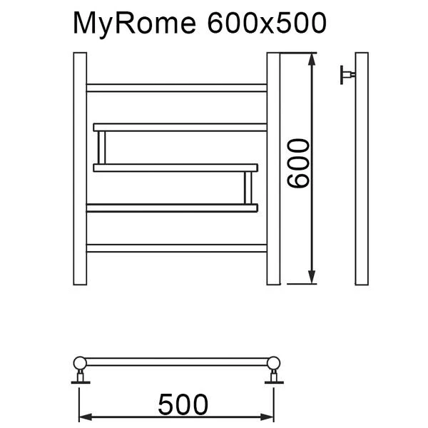 Полотенцесушитель MyFrea My Rome 60x50 водяной, цвет хром - фото 1