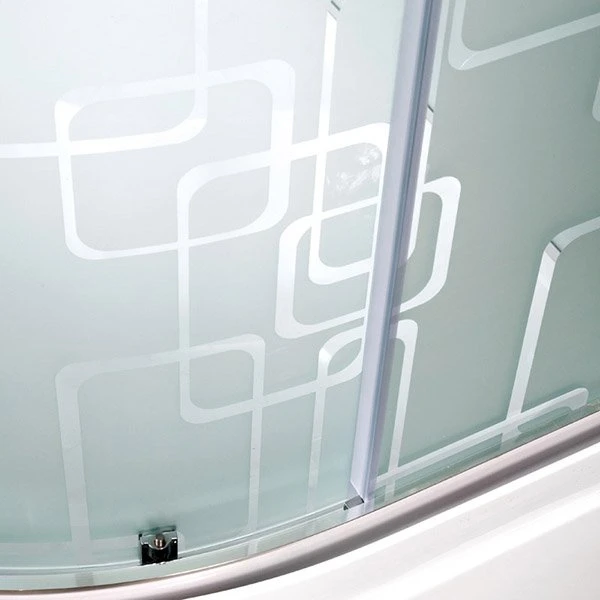Душевая кабина Deto ЕМ2710 100x100, стекло матовое с узором, профиль хром глянцевый, с гидромассажем