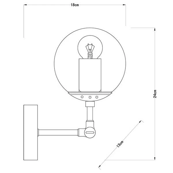 Бра Arte Lamp Bolla A1664AP-1BK, арматура черная, плафон стекло янтарное, 13х18 см
